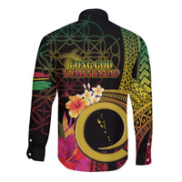 Vanuatu Independence Day Long Sleeve Button Shirt Sand Drawing Melanesian Vibes LT03 - Polynesian Pride