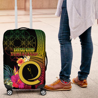 Vanuatu Independence Day Luggage Cover Sand Drawing Melanesian Vibes LT03 Black - Polynesian Pride