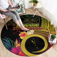 Vanuatu Independence Day Round Carpet Sand Drawing Melanesian Vibes LT03 - Polynesian Pride
