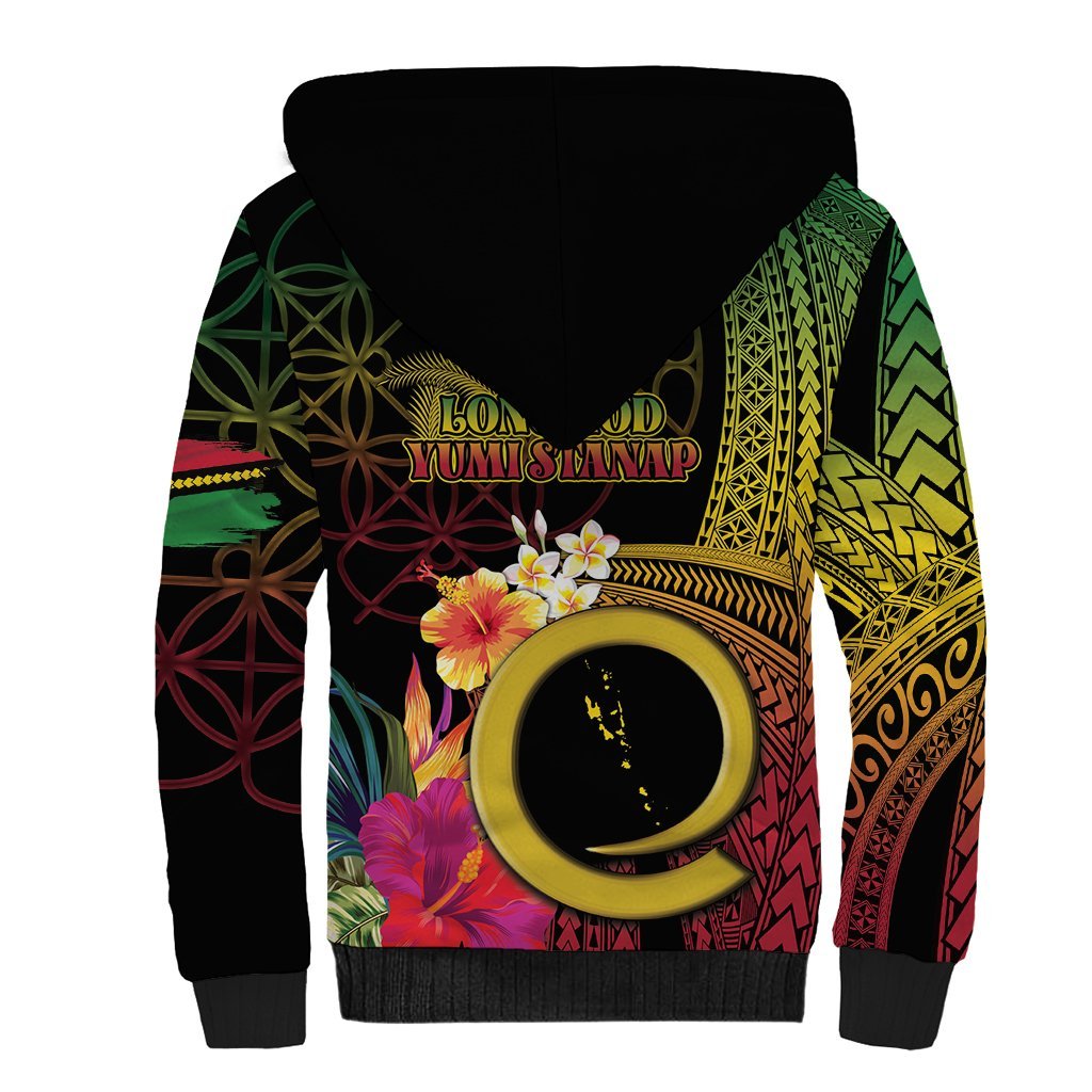 Vanuatu Independence Day Sherpa Hoodie Sand Drawing Melanesian Vibes LT03 - Polynesian Pride
