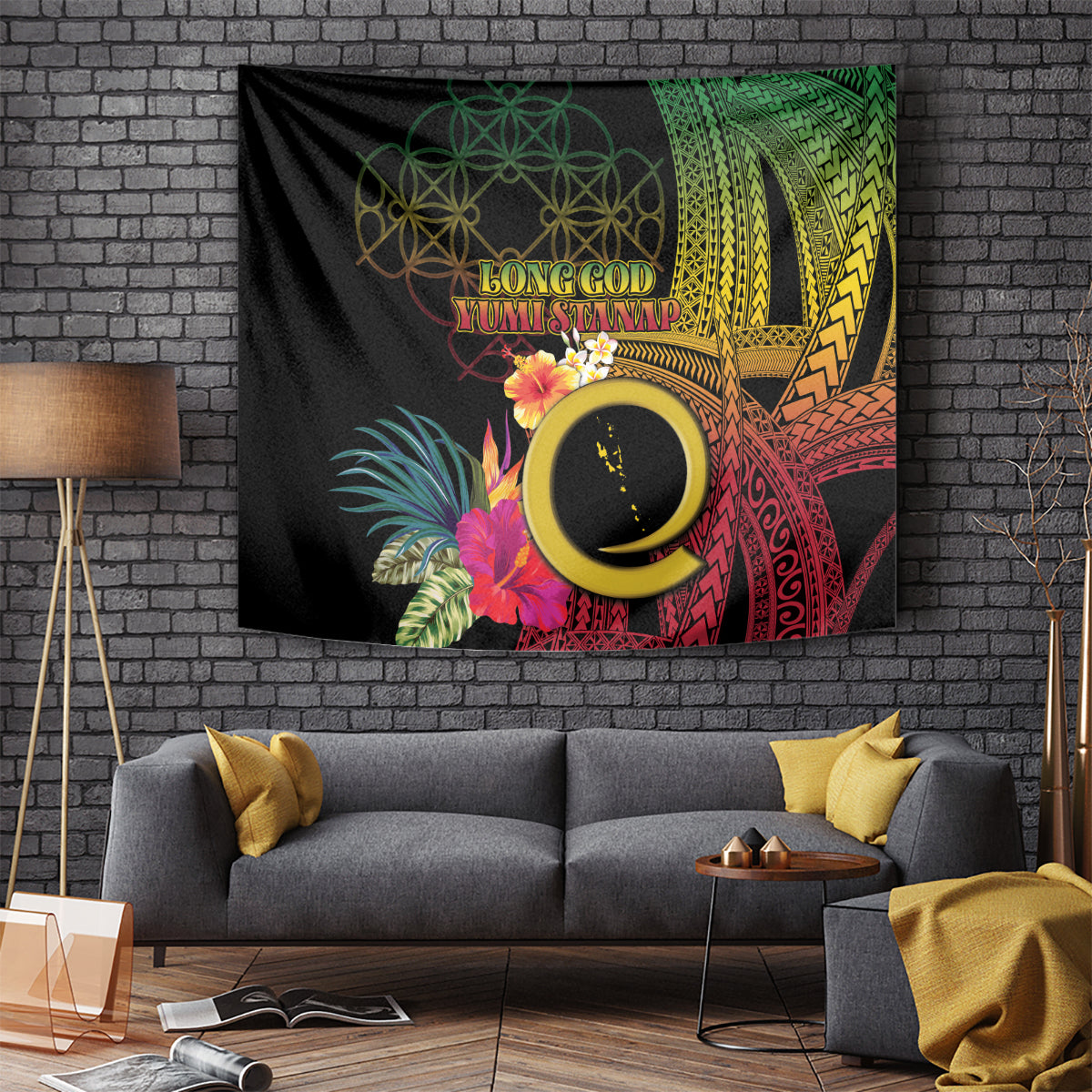 Vanuatu Independence Day Tapestry Sand Drawing Melanesian Vibes LT03 - Polynesian Pride