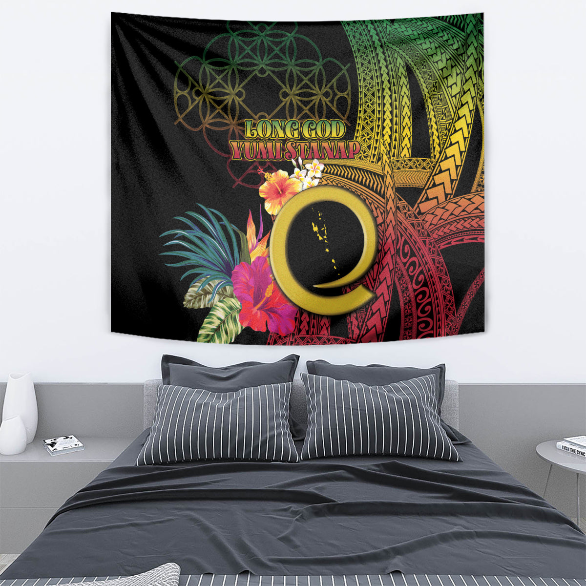 Vanuatu Independence Day Tapestry Sand Drawing Melanesian Vibes LT03 - Polynesian Pride