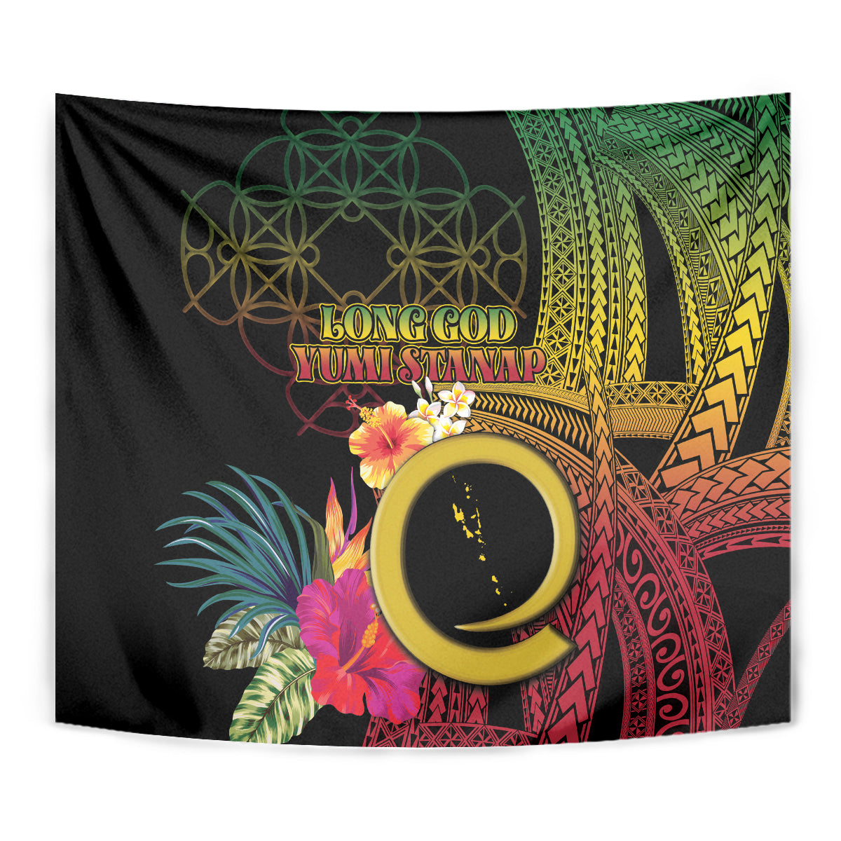 Vanuatu Independence Day Tapestry Sand Drawing Melanesian Vibes LT03 - Polynesian Pride