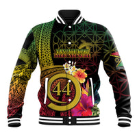 Vanuatu Selebretem 44th Indipendens Dei Baseball Jacket Sand Drawing Melanesian Vibes LT03 Unisex Black - Polynesian Pride
