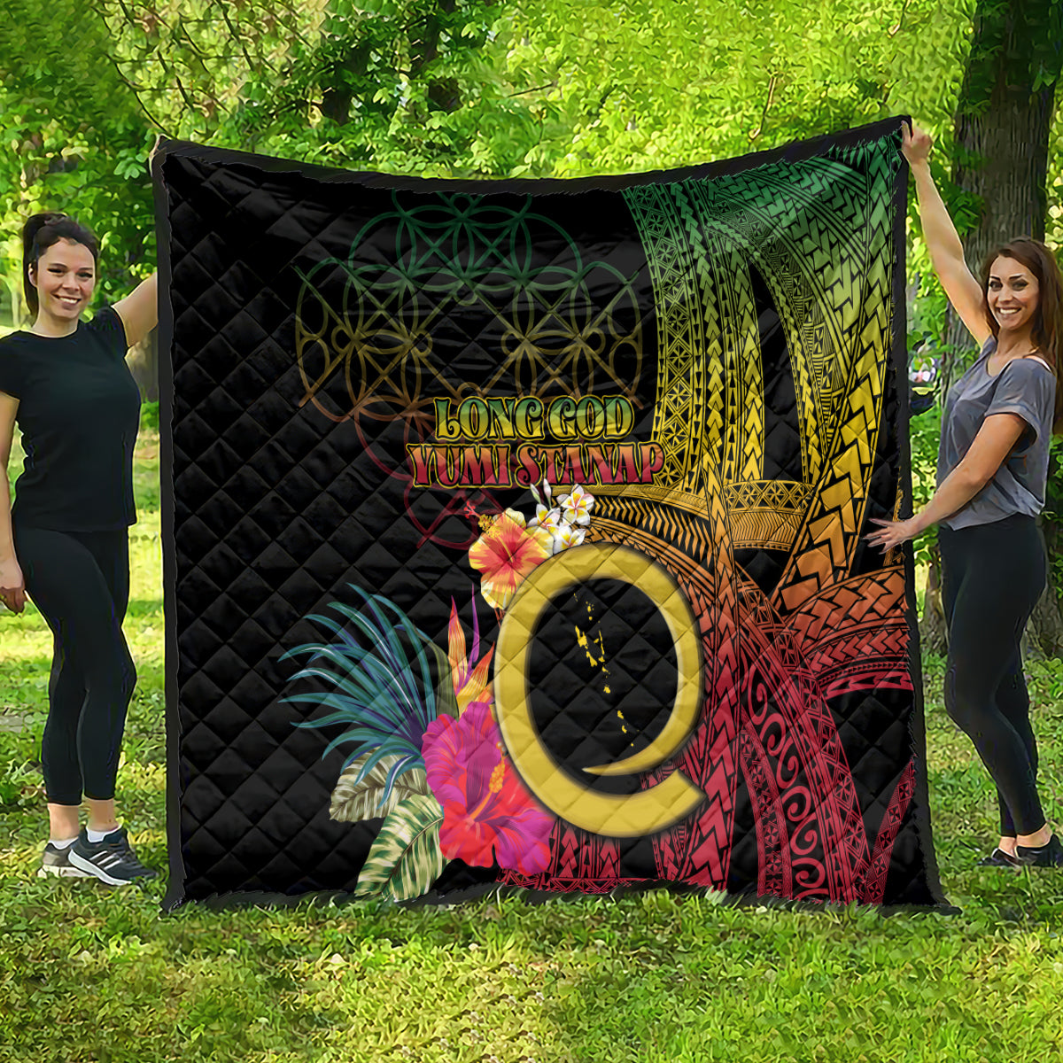 Vanuatu Selebretem 44th Indipendens Dei Quilt Sand Drawing Melanesian Vibes LT03 - Polynesian Pride