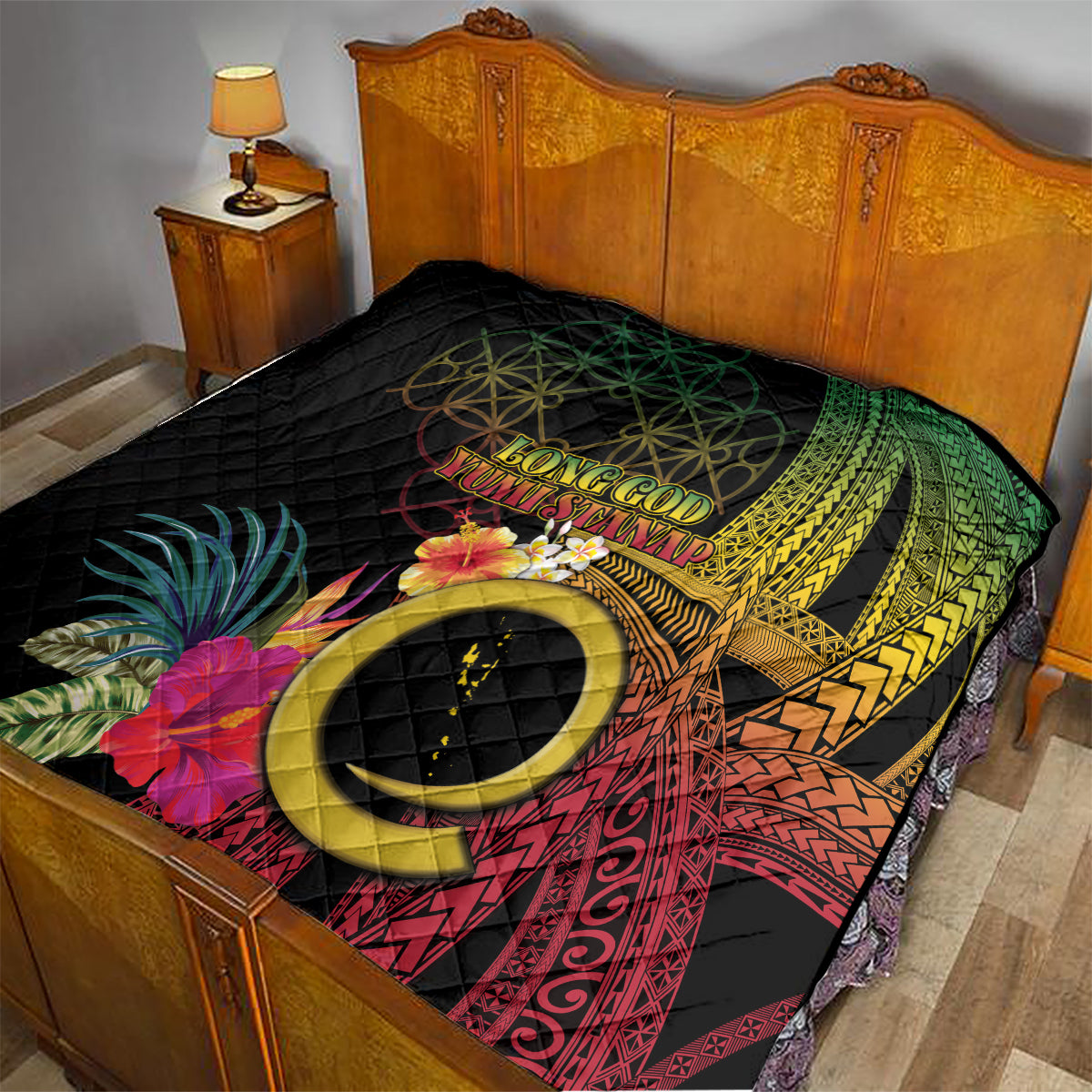 Vanuatu Selebretem 44th Indipendens Dei Quilt Sand Drawing Melanesian Vibes LT03 - Polynesian Pride