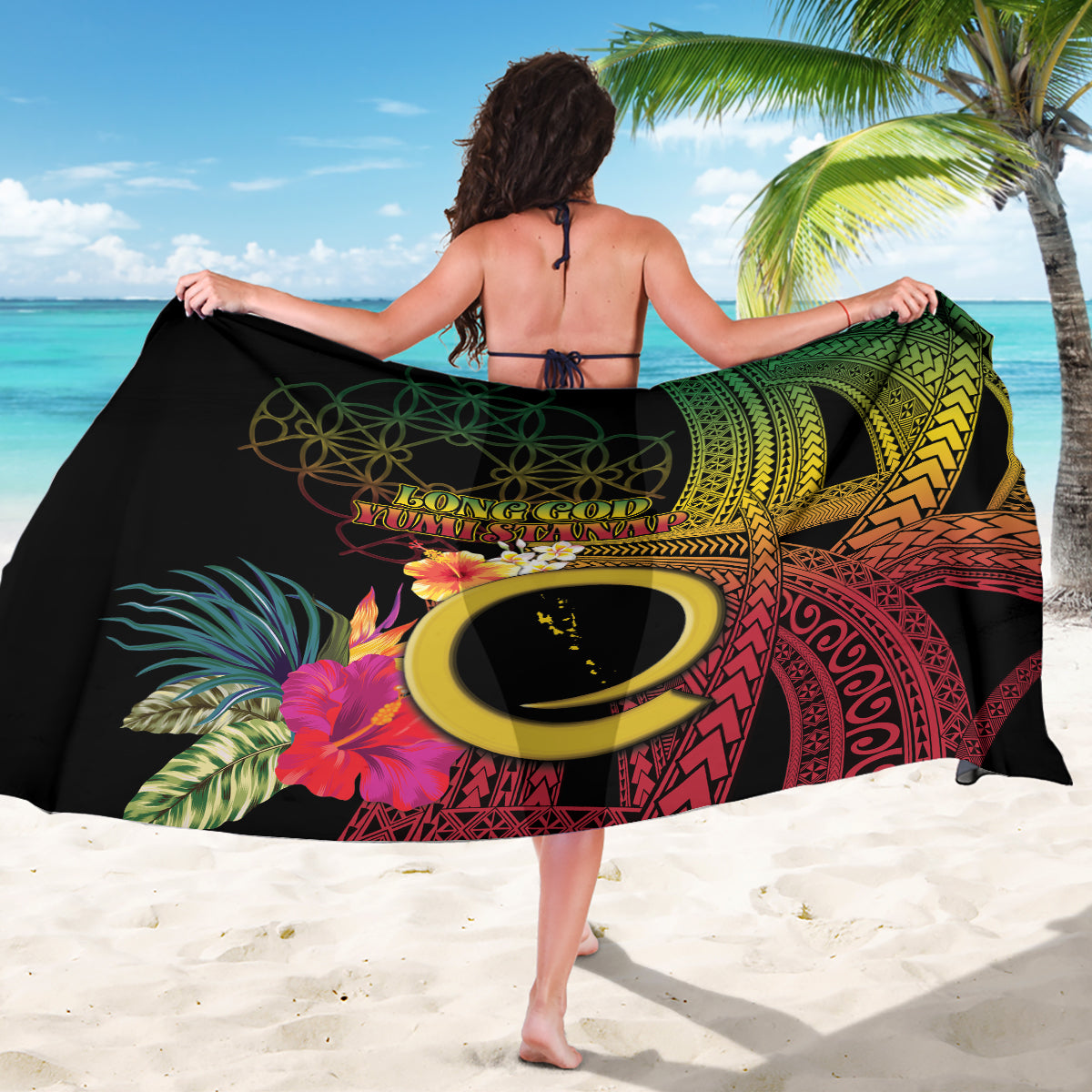 Vanuatu Selebretem 44th Indipendens Dei Sarong Sand Drawing Melanesian Vibes LT03 - Polynesian Pride