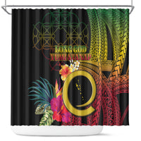 Vanuatu Selebretem 44th Indipendens Dei Shower Curtain Sand Drawing Melanesian Vibes LT03 Black - Polynesian Pride