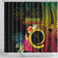 Vanuatu Selebretem 44th Indipendens Dei Shower Curtain Sand Drawing Melanesian Vibes LT03 - Polynesian Pride