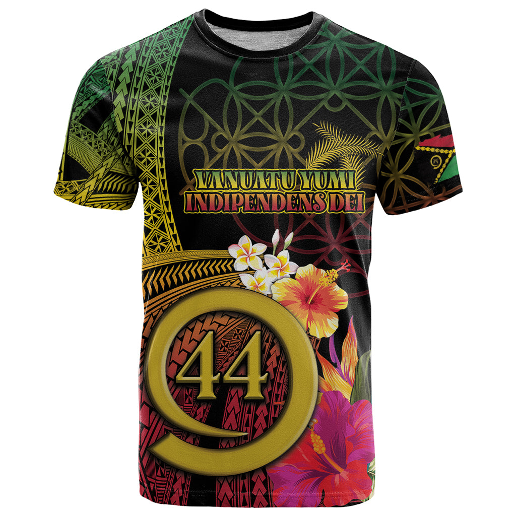 Vanuatu Selebretem 44th Indipendens Dei T Shirt Sand Drawing Melanesian Vibes LT03 Black - Polynesian Pride