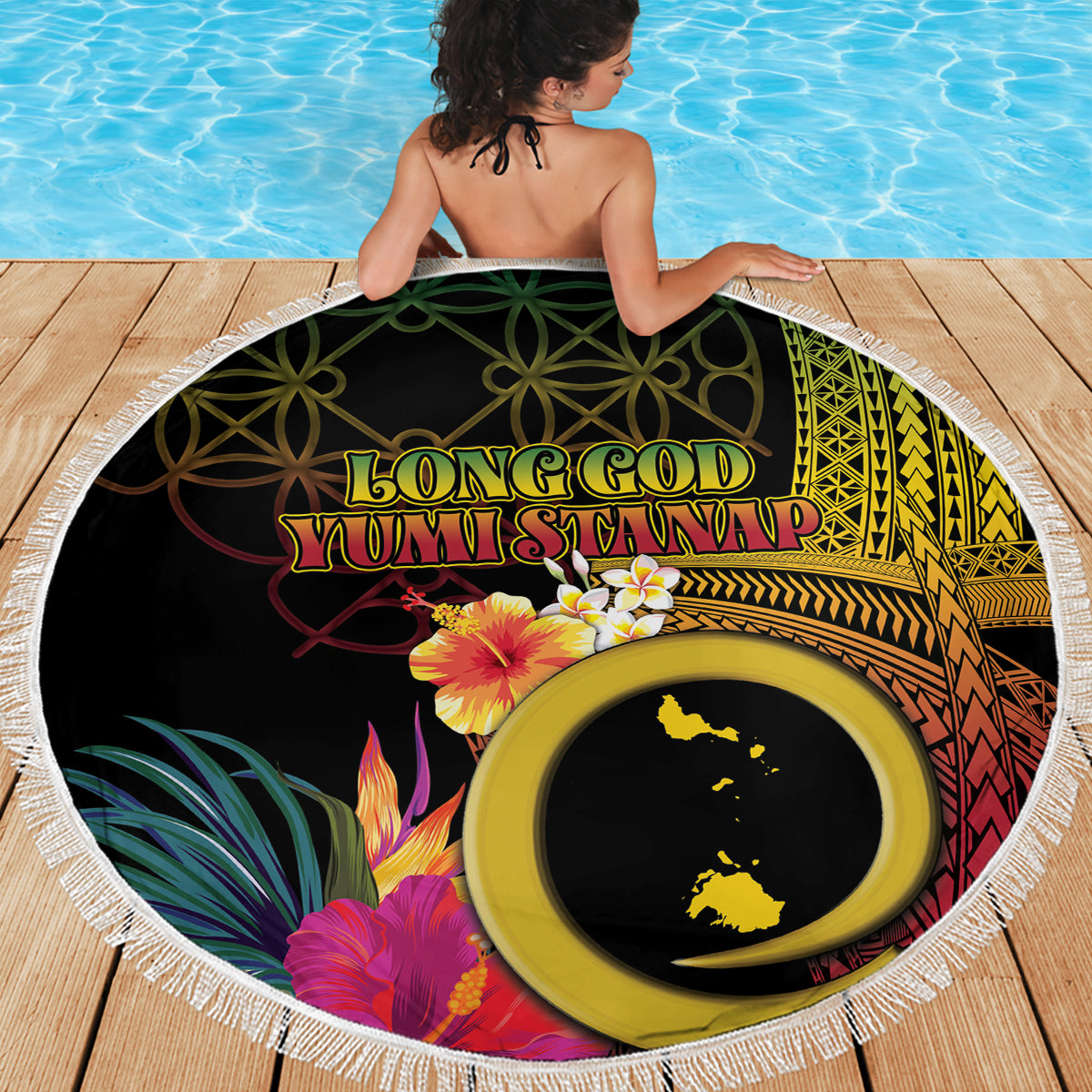 Vanuatu Shefa Day Beach Blanket Sand Drawing Melanesian LT03 - Polynesian Pride