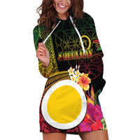 Vanuatu Shefa Day Hoodie Dress Sand Drawing Melanesian LT03 Black - Polynesian Pride