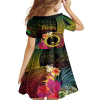 Vanuatu Shefa Day Kid Short Sleeve Dress Sand Drawing Melanesian LT03 - Polynesian Pride