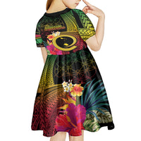 Vanuatu Shefa Day Kid Short Sleeve Dress Sand Drawing Melanesian LT03 - Polynesian Pride