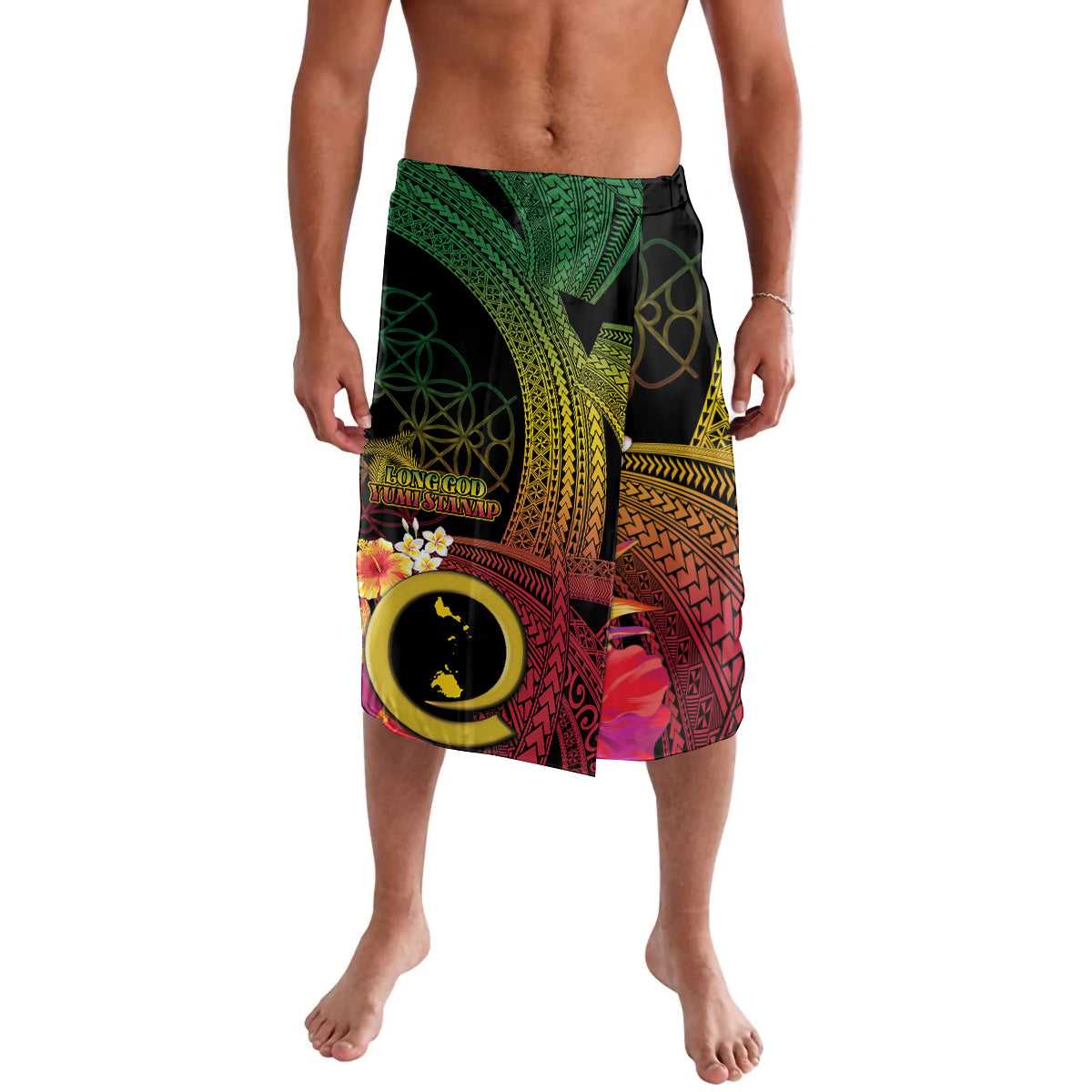 Vanuatu Shefa Day Lavalava Sand Drawing Melanesian LT03 Black - Polynesian Pride