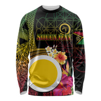Vanuatu Shefa Day Long Sleeve Shirt Sand Drawing Melanesian LT03 Unisex Black - Polynesian Pride
