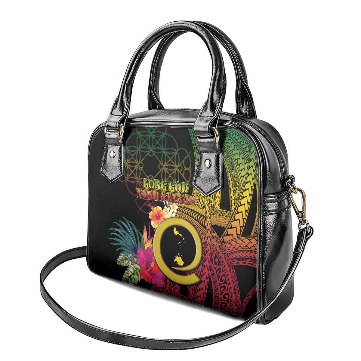 Vanuatu Shefa Day Shoulder Handbag Sand Drawing Melanesian LT03 - Polynesian Pride