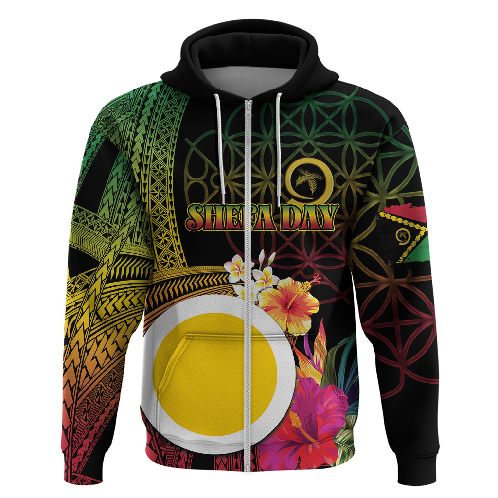Vanuatu Shefa Day Zip Hoodie Sand Drawing Melanesian LT03 Zip Hoodie Black - Polynesian Pride