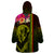 Hawaiian Reggae Music Wearable Blanket Hoodie Jamaica Singer Tribal Polynesian and Hibiscus