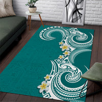 Aloha Polynesian Plumeria Flower Area Rug Teal Color LT03 Teal - Polynesian Pride