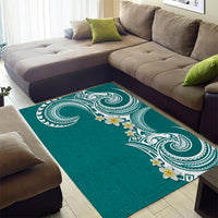 Aloha Polynesian Plumeria Flower Area Rug Teal Color LT03 - Polynesian Pride