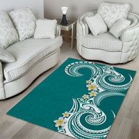 Aloha Polynesian Plumeria Flower Area Rug Teal Color LT03 - Polynesian Pride