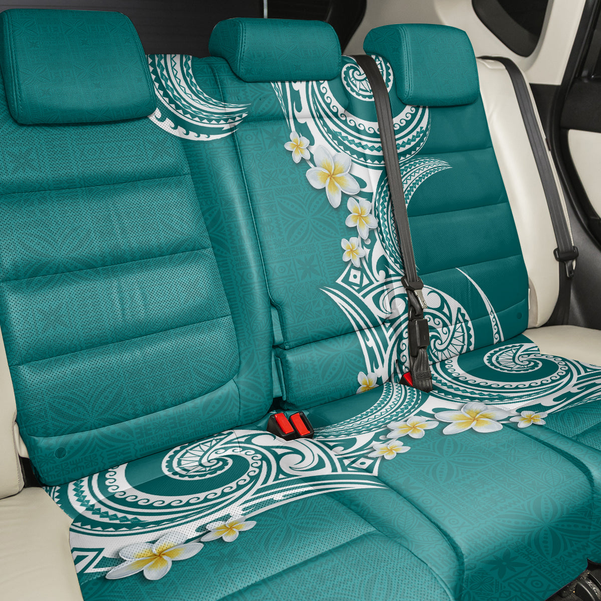 Aloha Polynesian Plumeria Flower Back Car Seat Cover Teal Color LT03 - Polynesian Pride