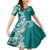 Aloha Polynesian Plumeria Flower Family Matching Mermaid Dress and Hawaiian Shirt Teal Color