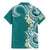 Aloha Polynesian Plumeria Flower Family Matching Mermaid Dress and Hawaiian Shirt Teal Color