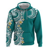 Aloha Polynesian Plumeria Flower Hoodie Teal Color LT03 Pullover Hoodie Teal - Polynesian Pride