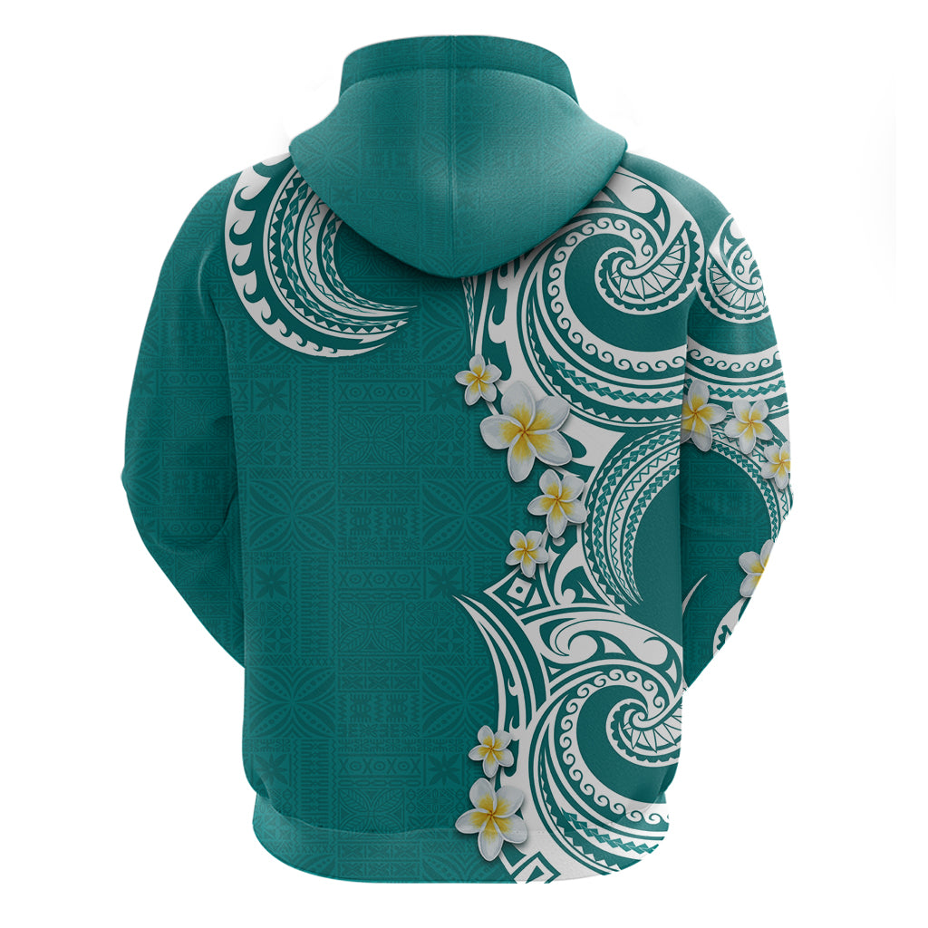 Aloha Polynesian Plumeria Flower Hoodie Teal Color LT03 - Polynesian Pride