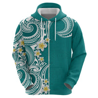 Aloha Polynesian Plumeria Flower Hoodie Teal Color LT03 - Polynesian Pride