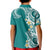 Aloha Polynesian Plumeria Flower Kid Polo Shirt Teal Color