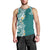 Aloha Polynesian Plumeria Flower Men Tank Top Teal Color