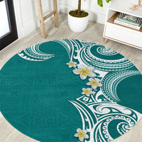 Aloha Polynesian Plumeria Flower Round Carpet Teal Color LT03 Teal - Polynesian Pride