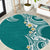 Aloha Polynesian Plumeria Flower Round Carpet Teal Color