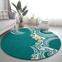 Aloha Polynesian Plumeria Flower Round Carpet Teal Color LT03 - Polynesian Pride