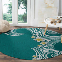 Aloha Polynesian Plumeria Flower Round Carpet Teal Color LT03 - Polynesian Pride