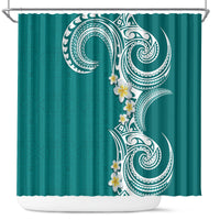 Aloha Polynesian Plumeria Flower Shower Curtain Teal Color LT03 Teal - Polynesian Pride