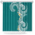 Aloha Polynesian Plumeria Flower Shower Curtain Teal Color