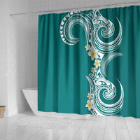 Aloha Polynesian Plumeria Flower Shower Curtain Teal Color LT03 - Polynesian Pride