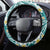 Aloha Polynesian Plumeria Flower Steering Wheel Cover Teal Color