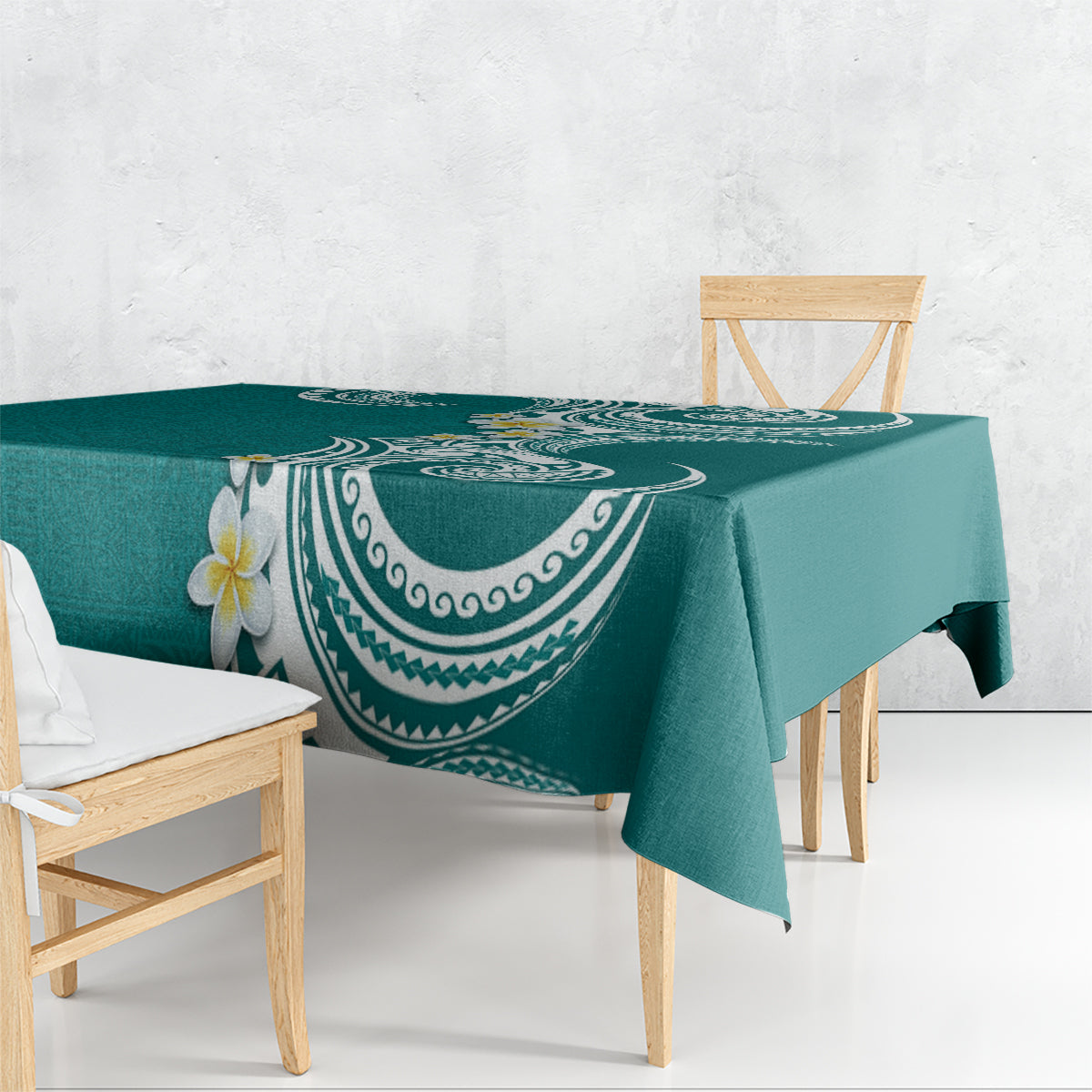 Aloha Polynesian Plumeria Flower Tablecloth Teal Color LT03 - Polynesian Pride