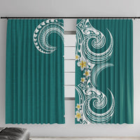Aloha Polynesian Plumeria Flower Window Curtain Teal Color LT03 With Hooks Teal - Polynesian Pride