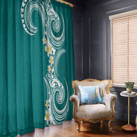 Aloha Polynesian Plumeria Flower Window Curtain Teal Color LT03 - Polynesian Pride