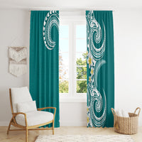 Aloha Polynesian Plumeria Flower Window Curtain Teal Color LT03 - Polynesian Pride