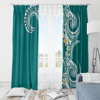 Aloha Polynesian Plumeria Flower Window Curtain Teal Color LT03 - Polynesian Pride