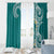 Aloha Polynesian Plumeria Flower Window Curtain Teal Color