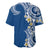 Aloha Polynesian Plumeria Flower Baseball Jersey Blue Color