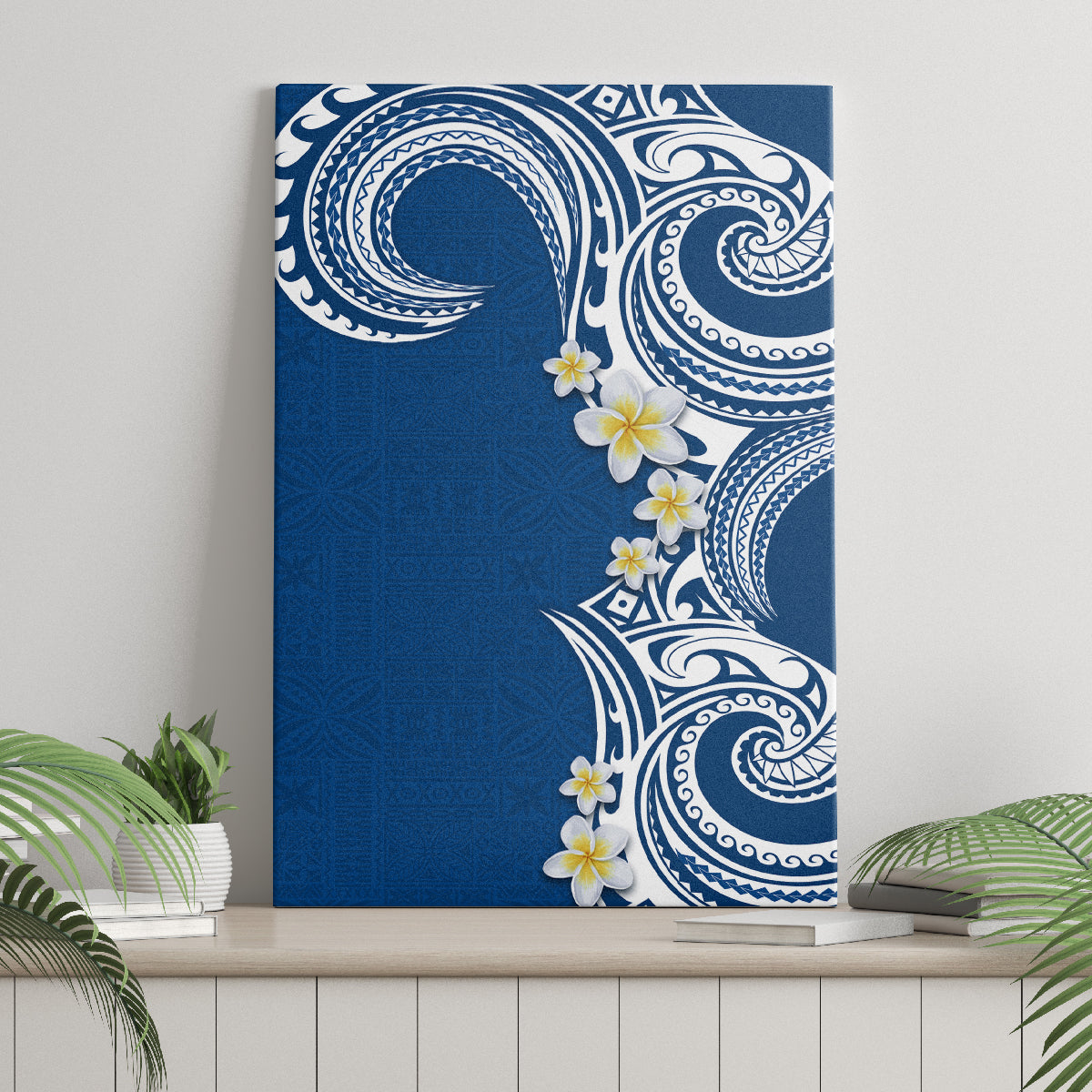 Aloha Polynesian Plumeria Flower Canvas Wall Art Blue Color LT03 - Polynesian Pride